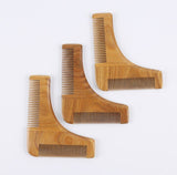 Customized Logo-Beard Shaping Tool Wood Facial Bristles Shaper Template Comb Fine and Coarse Green SandalWood Men Grooming Tool