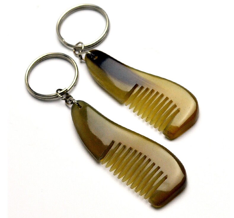 Personalized-Engrave Logo-Mini Handmade Ox Horn Comb keychain comb pocket size for beard care