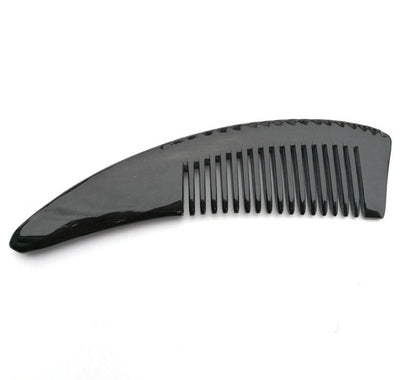Customize Logo-Black ox horn comb with handle wide tooth for hair for men beard care