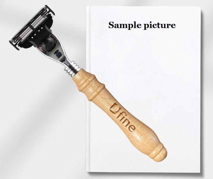 Engrave Logo-Beech Wood bamboo Handle Metal Head Razor retro razor For Men Beard Grooming