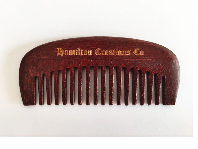 Customize Logo-Red Bamboo Wood Beard Comb Wide Tooth Beard Care brush hair combs makeup tool