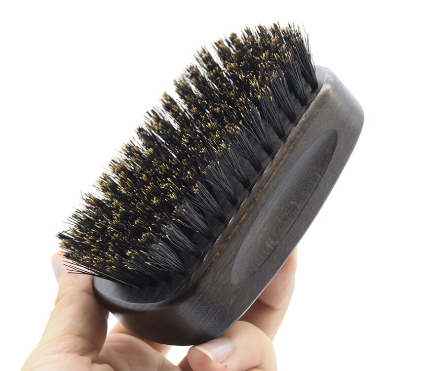 Customize Your Logo-Square Black Wood Handle Boar Bristle Beard Brush For Men Beard Care Makeup Hair brush beard comb