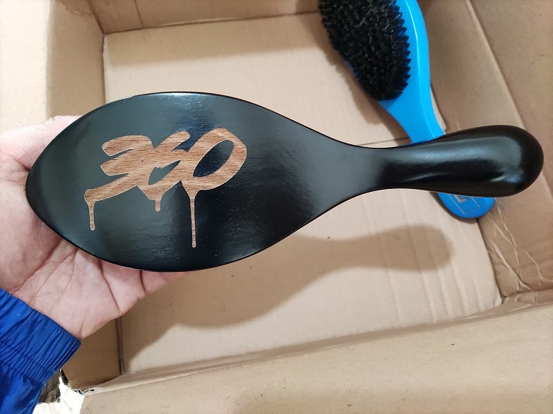 Nouvelle brosse à barbe artisanale en poils de sanglier, manche long, noire, Great Bend, 24,4 cm (9,6 pouces).