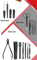 Customize Logo-16-pieces Black nail clipper set Nail Clipper Set With Pu Case