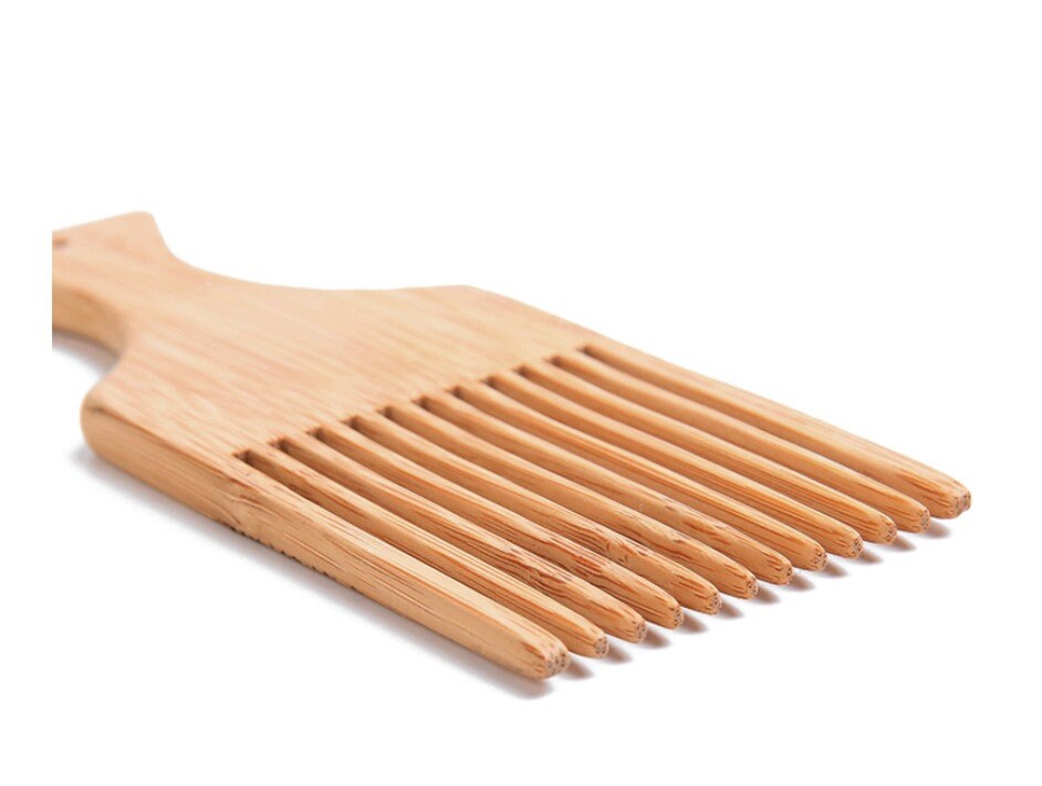 Customize Logo-Bamboo Comb Wide Tooth Beard Care Comb Fork Comb Afro Comb Pick comb hair brush