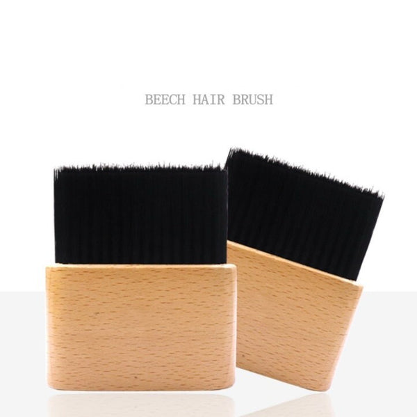 Customized LOGO-Beech Barber Brush for Cleaning Hairs Handle with Soft Fiber For Barbershop Neck Brush