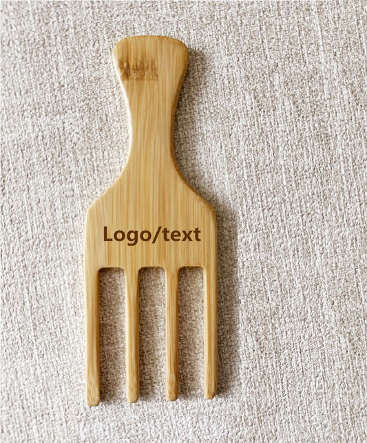 Personalized Bamboo Wide Tooth Comb, Afro Pick, Custom Laser Engraved father's gift