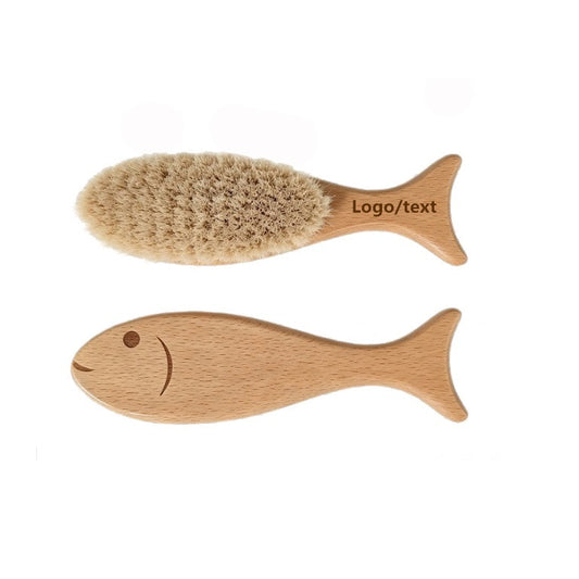 Brosse à cheveux pour bébé en bois de hêtre faite à la main, brosse en laine, peigne en bois, ensemble de brosses pour le corps