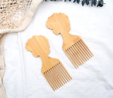 Engrave logo-New kind Bamboo picks afro comb for beard hair care massage brush barber comb