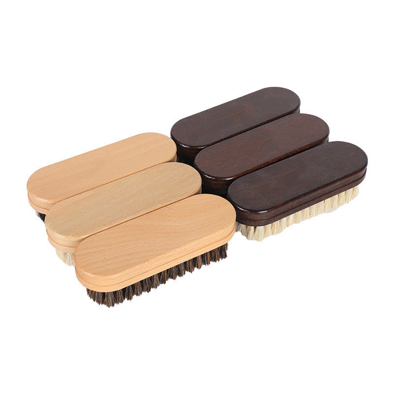 Brosse à chaussures personnalisée avec manche en bois de hêtre naturel, brosse à vêtements, brosse en crin de cheval, brosse douce et nettoyante en gros
