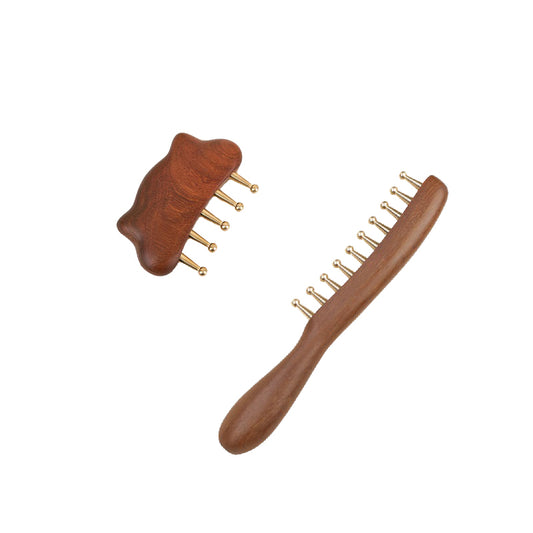 Personalized-Sandalwood brush hair copper comb massage brush beard brush barber comb wholesale