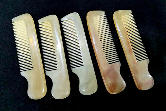 Peignes personnalisés avec logo - Peigne artisanal en corne de bœuf noire, peigne de poche à dents larges/fines, peigne à barbe, peigne à cheveux