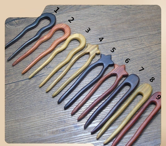 Customized logo-Sandalwood hair pins hair fork combs grooming tool hairpins