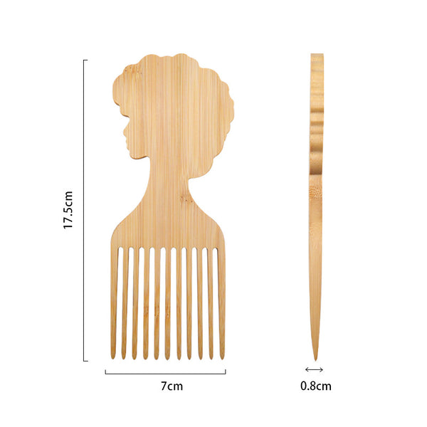 Engrave logo-New kind Bamboo picks afro comb for beard hair care massage brush barber comb