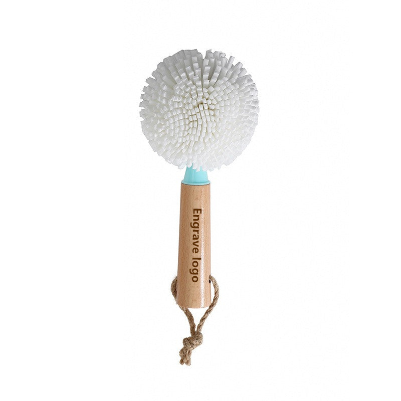 Engrave logo-Natural beech wood handle cup brushes wine glass clean brush EVA brush