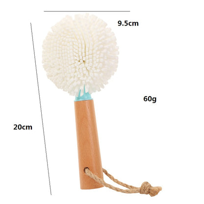 Engrave logo-Natural beech wood handle cup brushes wine glass clean brush EVA brush