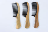 Engrave logo-Greensandalwood comb ox horn comb wide tooth with handle hair care brush
