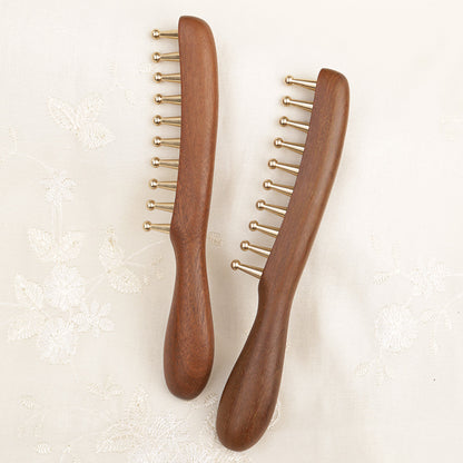 Personalized-Sandalwood brush hair copper comb massage brush beard brush barber comb wholesale