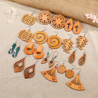 Engrave logo-Wooden Jewelry vintage style earings Creative Earrings 的副本