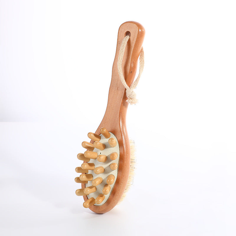 Engrave logo-Two Sides Wood handle bath brush hair brush massage tool boar bristle clean brush