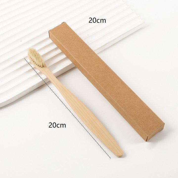 Personalized bamboo handle Horse Hair/boar toothbrush plastic free Massager (Custom Logo)10pcs/set