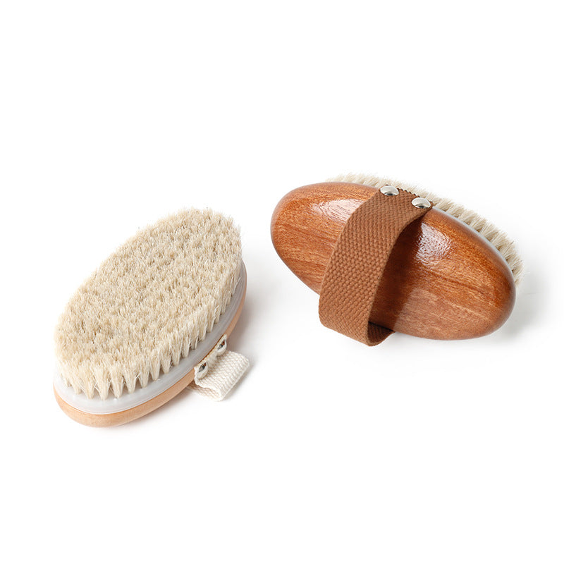 Engrave logo-High quality Horse hair brush wood handle brush body brush dry brush bath brush massage SPA（副本）