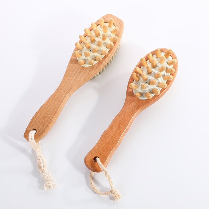 Engrave logo-Two Sides Wood handle bath brush hair brush massage tool boar bristle clean brush