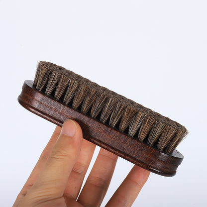 Brosse à chaussures personnalisée avec manche en bois de hêtre naturel, brosse à vêtements, brosse en crin de cheval, brosse douce et nettoyante en gros