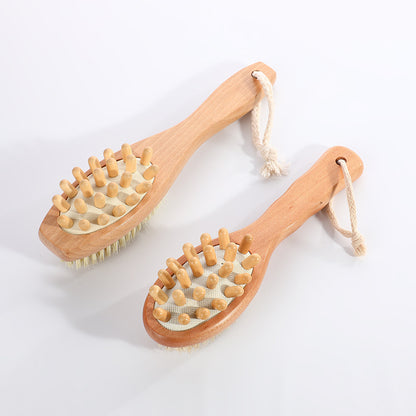 Engrave logo-Two Sides Wood handle bath brush hair brush massage tool boar bristle clean brush
