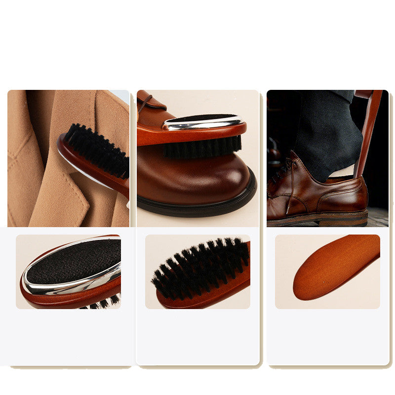 Engrave logo-Wood shoe horn folding shoeshorn shoes brush coat brush cloth brush boar bristle brush