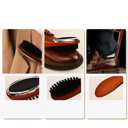 Engrave logo-Wood shoe horn folding shoeshorn shoes brush coat brush cloth brush boar bristle brush