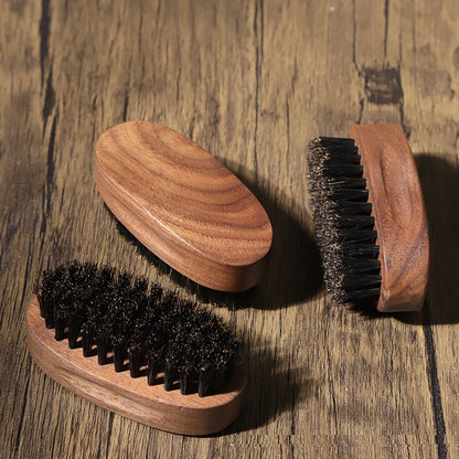 Personalized engrave logo-Walnut handle beard brush clean tool barber brush for men pet brush wholesale