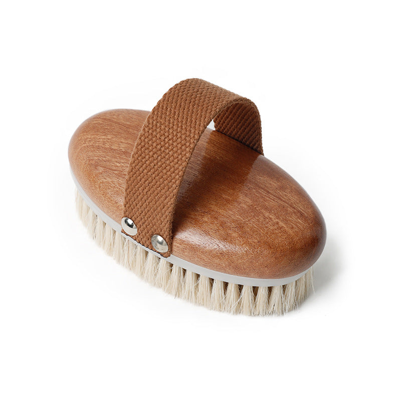 Engrave logo-High quality Horse hair brush wood handle brush body brush dry brush bath brush massage SPA（副本）