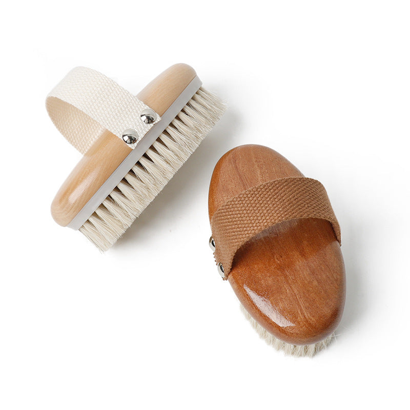 Engrave logo-High quality Horse hair brush wood handle brush body brush dry brush bath brush massage SPA（副本）