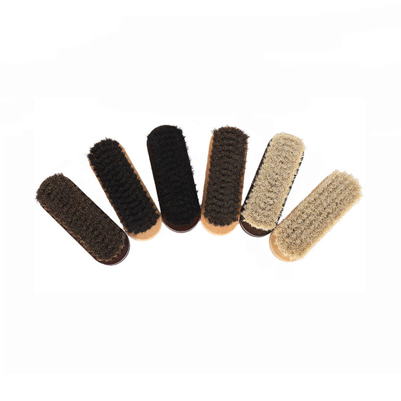 Brosse à chaussures personnalisée avec manche en bois de hêtre naturel, brosse à vêtements, brosse en crin de cheval, brosse douce et nettoyante en gros