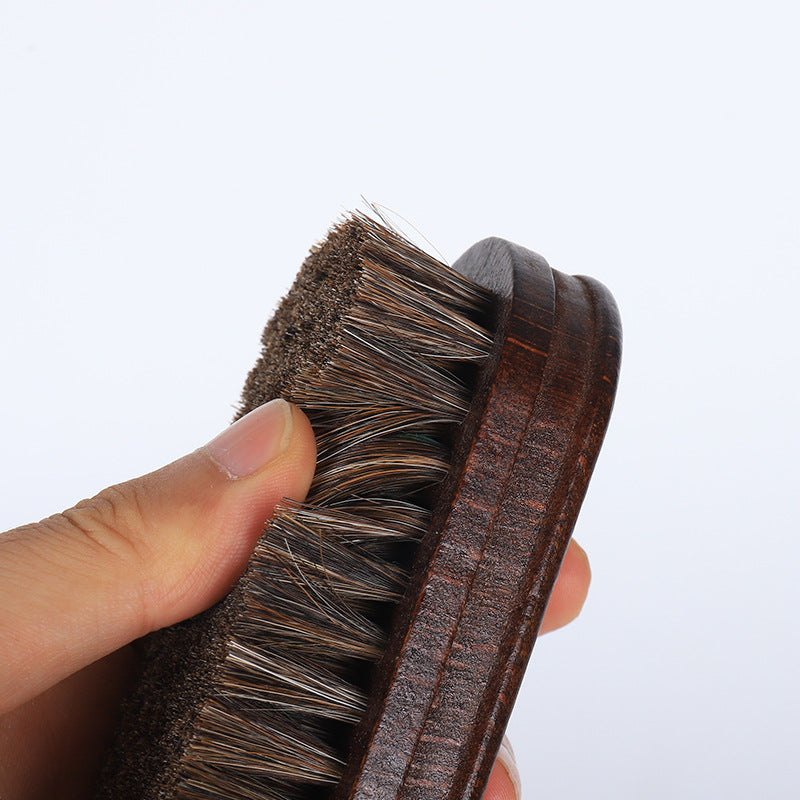 Brosse à chaussures personnalisée avec manche en bois de hêtre naturel, brosse à vêtements, brosse en crin de cheval, brosse douce et nettoyante en gros