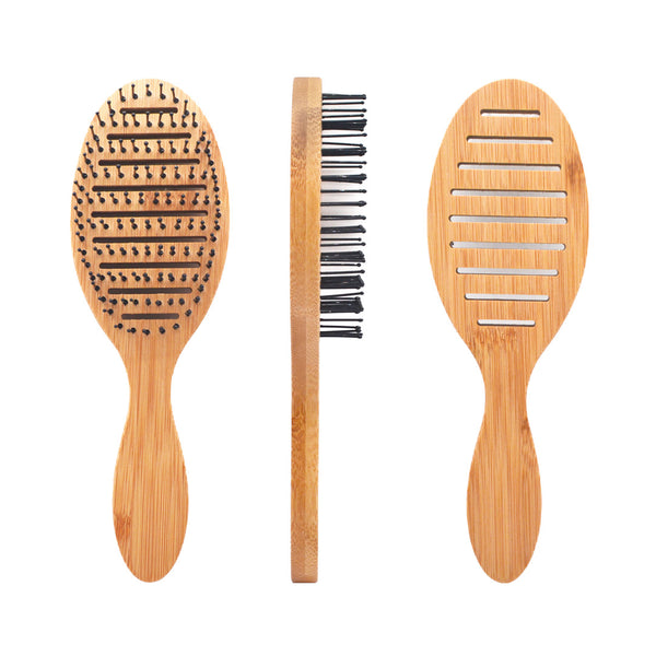 Engrave logo-Bamboo brush nylon brush hair massage brush grooming tool barber brush