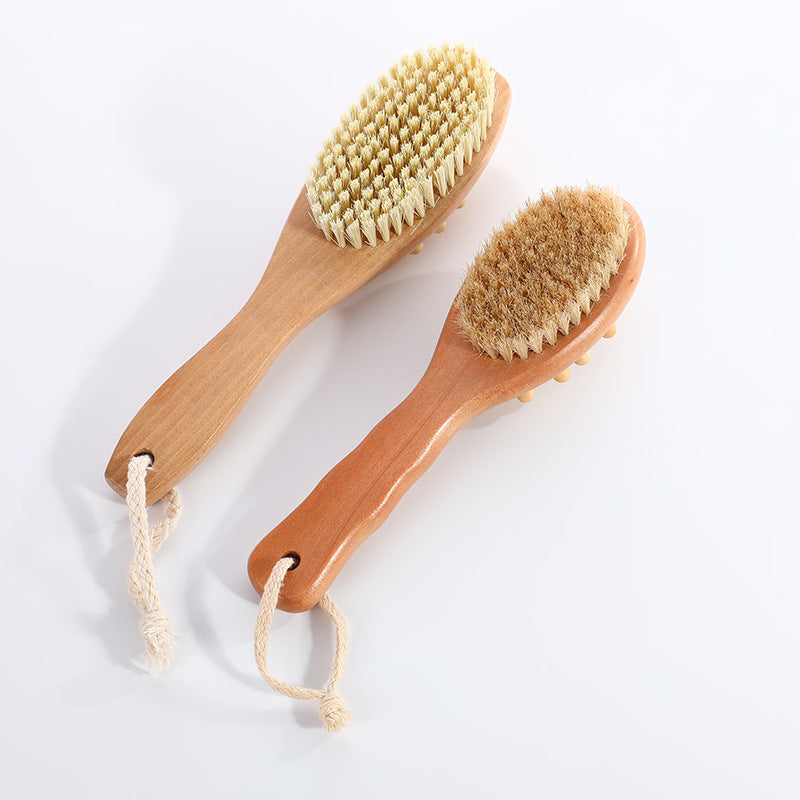 Engrave logo-Two Sides Wood handle bath brush hair brush massage tool boar bristle clean brush