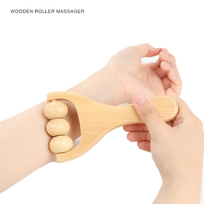 Engrave logo-Natural wood roller massager SPA tool slingshot ball massager Guasha tool body massager