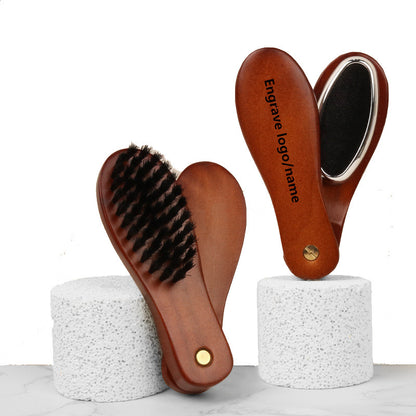 Engrave logo-Wood shoe horn folding shoeshorn shoes brush coat brush cloth brush boar bristle brush