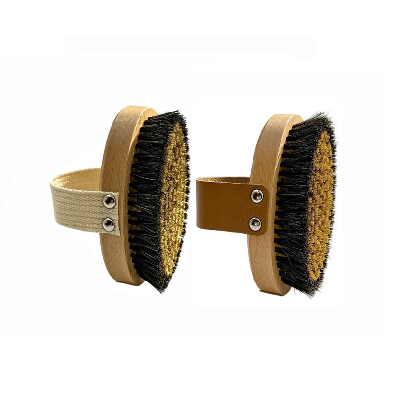 Personalized Horse hair copper wire dry Body Brush, Wood Bath Brush, Dry Brushing shower massager wholesale
