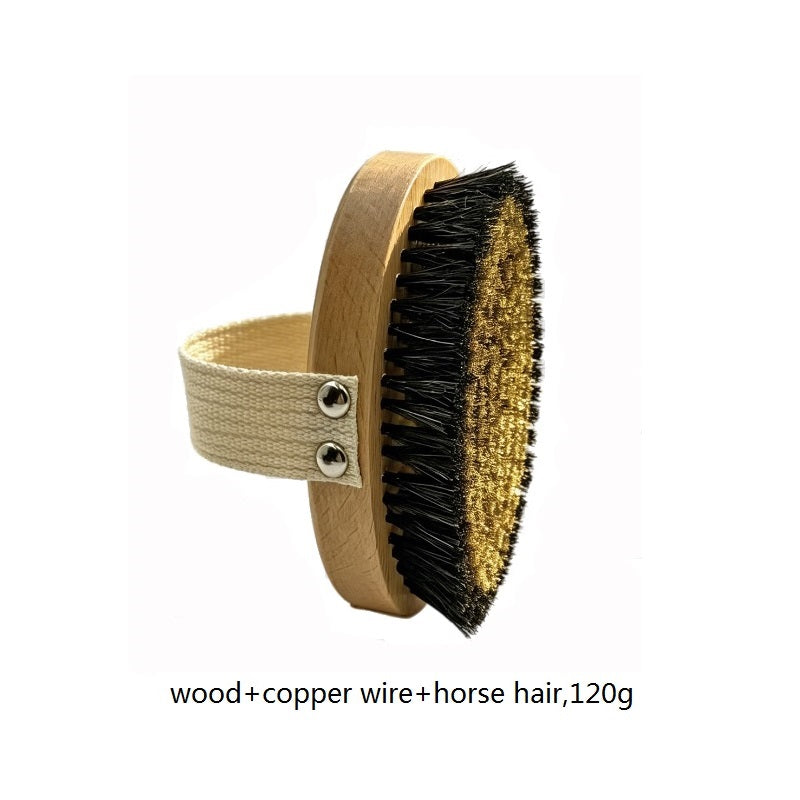 Personalized Horse hair copper wire dry Body Brush, Wood Bath Brush, Dry Brushing shower massager wholesale