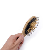 Engrave logo-Bamboo handle brush airbag brush stainless steel needle comb
