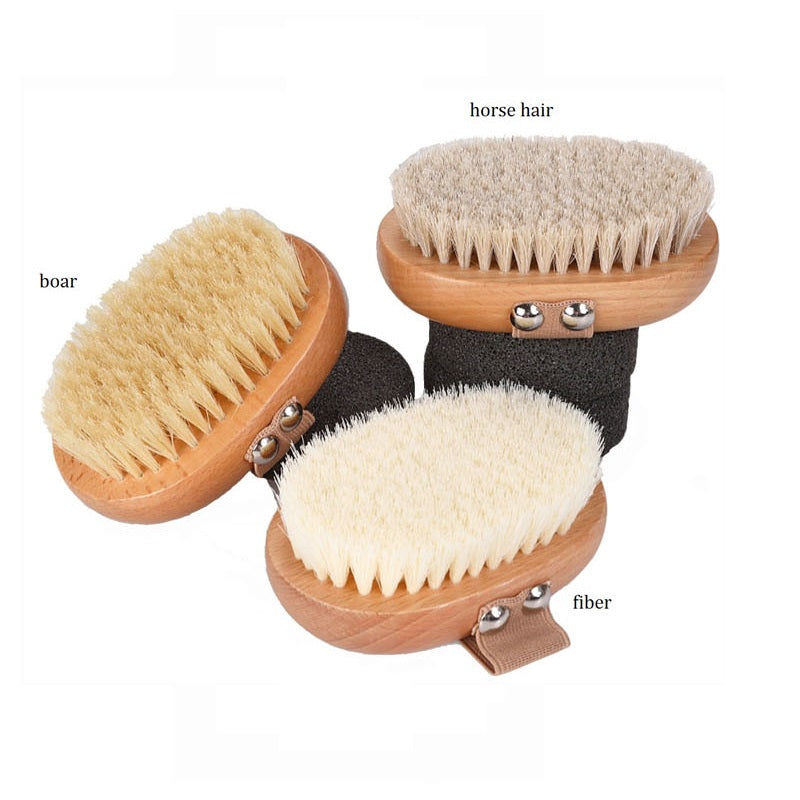 Engrave logo-Horse hair brush handle brush body brush dry brush bath brush massage SPA