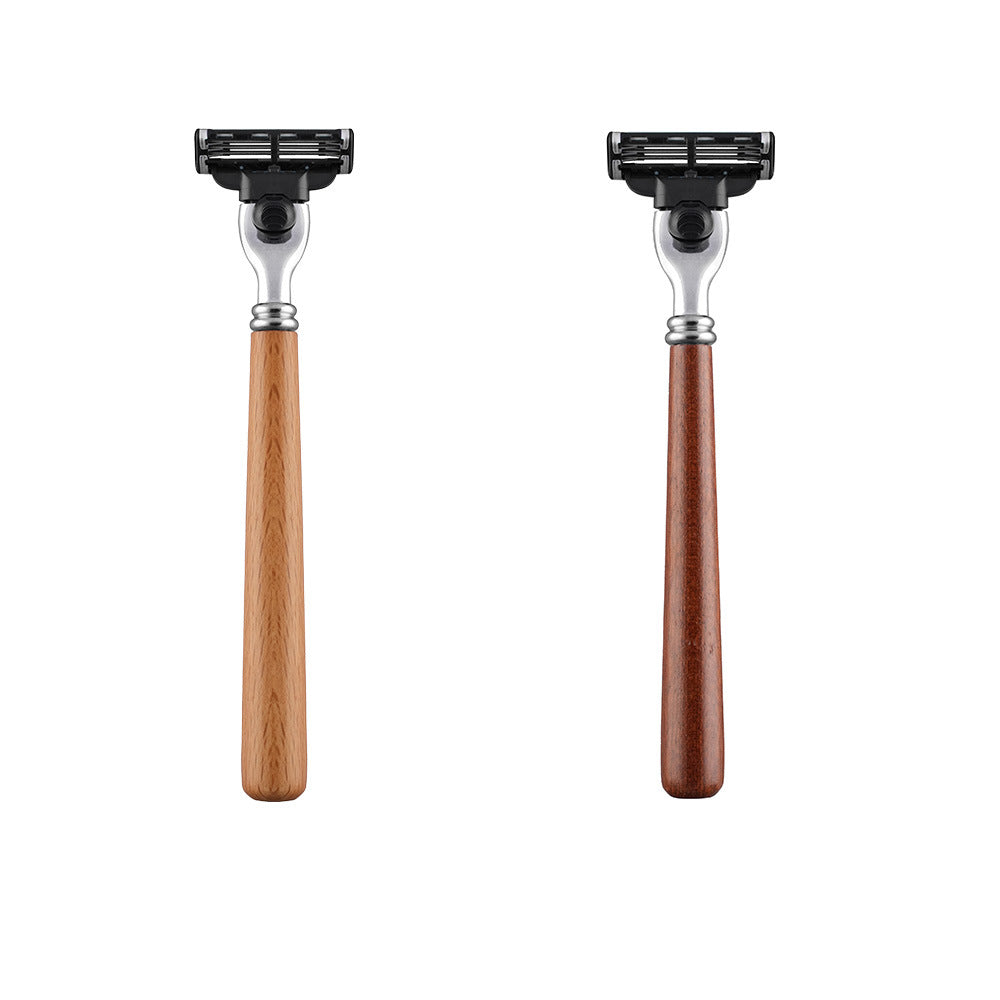 Engrave logo-3 edges Wood handle razor beard shaving Safety Razors Men ...