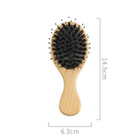 Engrave logo-MINI beech wood handle boar bristle airbag brush hair comb makeup tool