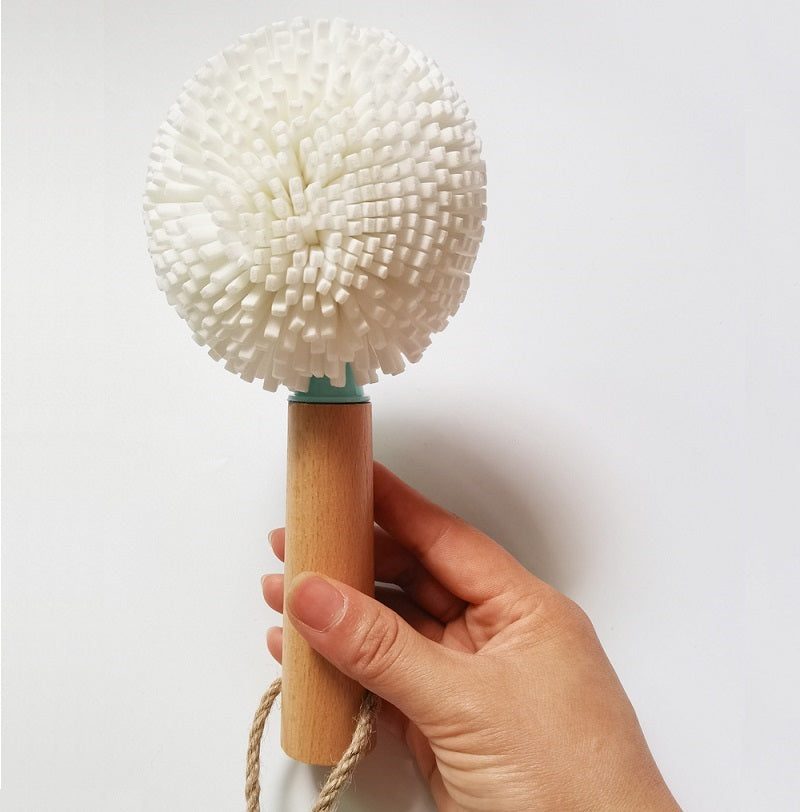 Engrave logo-Natural beech wood handle cup brushes wine glass clean brush EVA brush