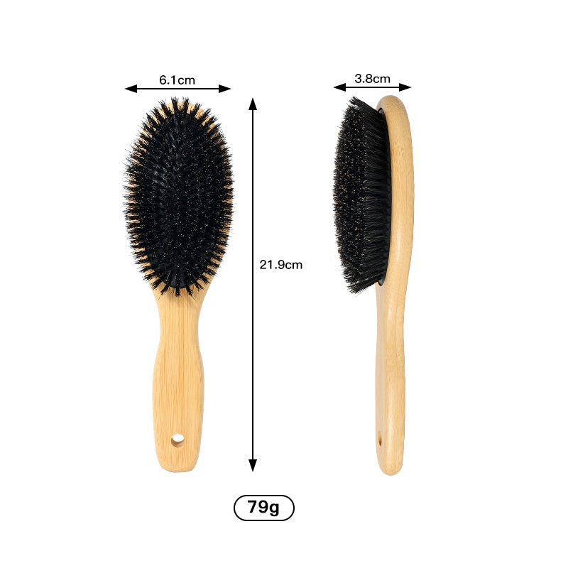 Engrave logo-bamboo handle brush boar bristle hair care beard brush barber tool beauty grooming wholesale