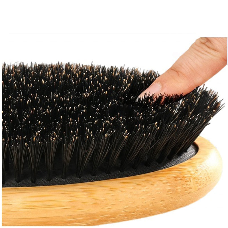 Engrave logo-bamboo handle brush boar bristle hair care beard brush barber tool beauty grooming wholesale