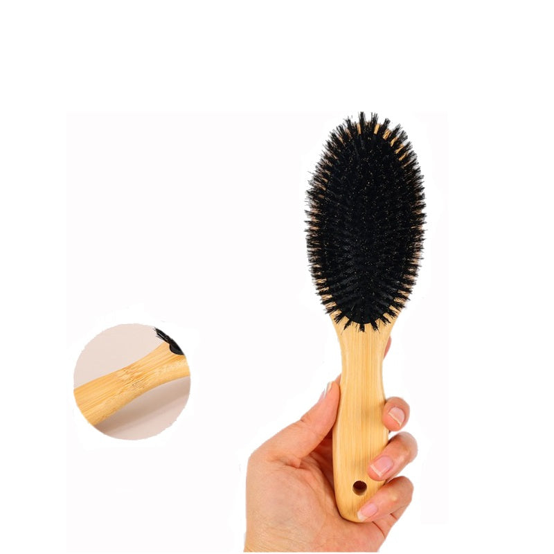 Engrave logo-bamboo handle brush boar bristle hair care beard brush barber tool beauty grooming wholesale